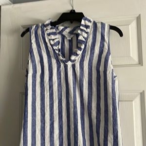 Linen sleeveless striped top